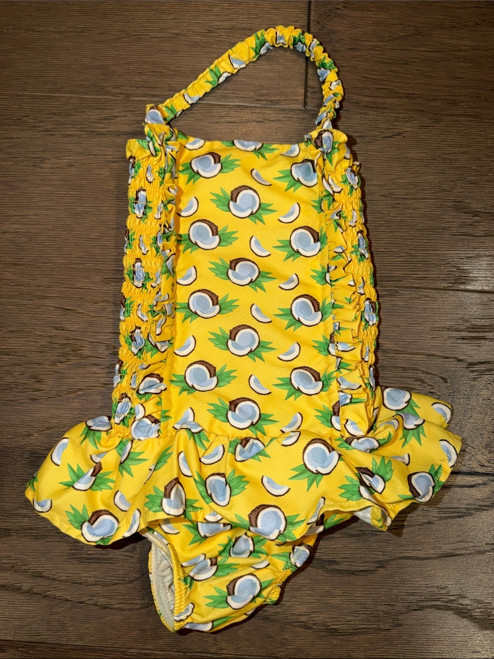 Rachel Riley Yellow Coconut Print Girls One-Piece Swimsuit